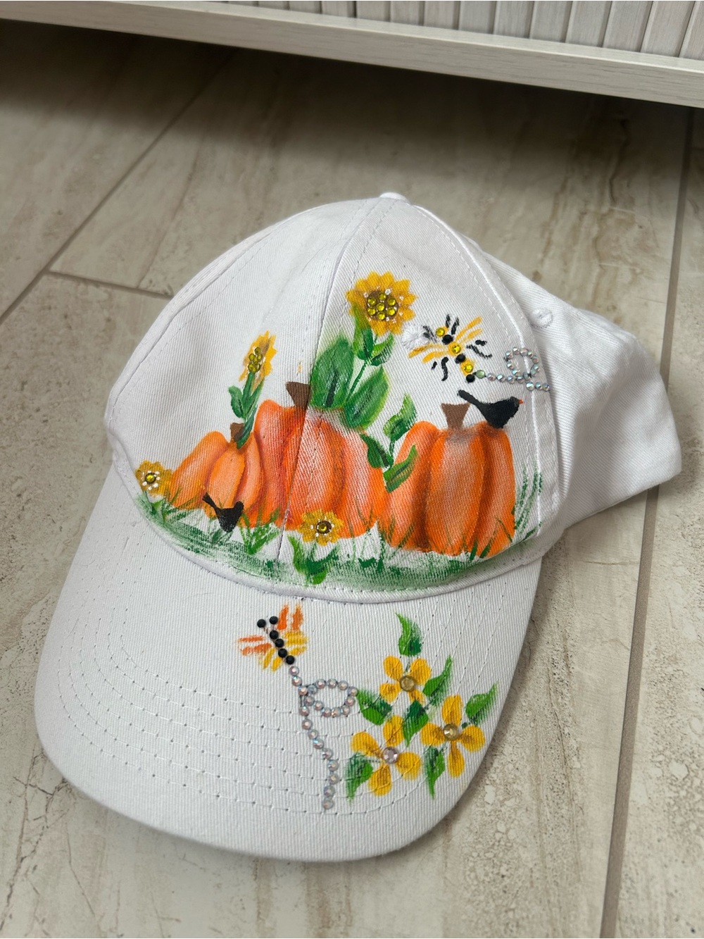 Artsy fall baseball hat with sparkle